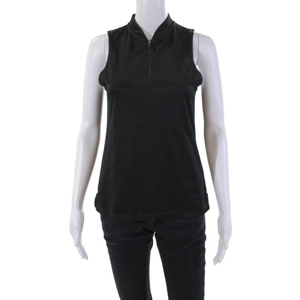 Three Sixy Six Women's Sleeveless Quarter Zip Athletic Blouse Black Size S